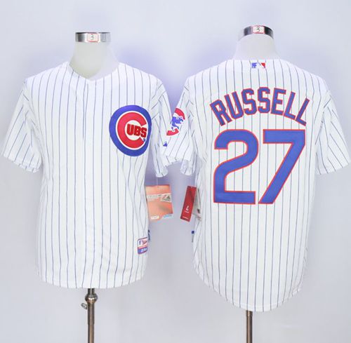 Cubs #27 Addison Russell White Home Cool Base Stitched MLB Jersey - Click Image to Close